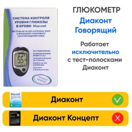 Глюкометр Диаконт Говорящий, партия 15 шт