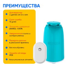 Сенсор мониторинга глюкозы Гематоникс ГС 1, 1 шт